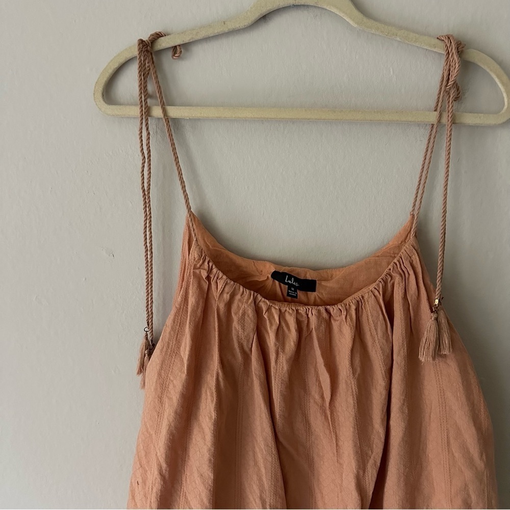 Lulus Dreaming of Sunshine Tassel Tie Strap Bohemian Coastal Tunic Dress Size M - Picture 4 of 10